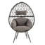 Chaise longue de patio en tissu gris clair et osier noir