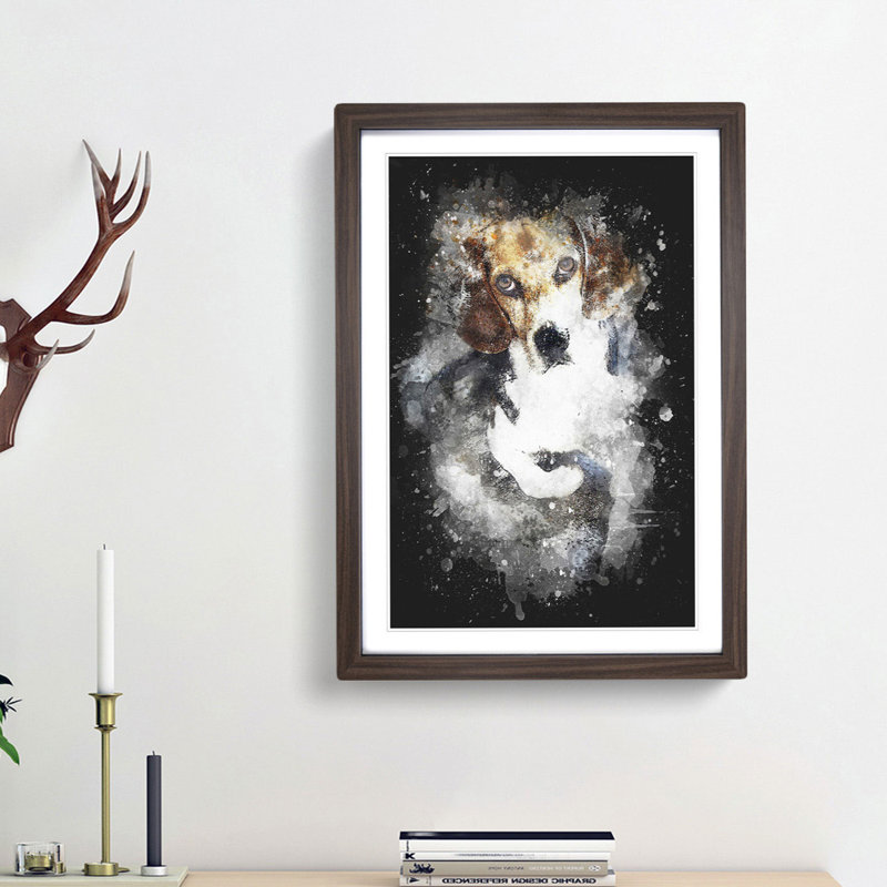 Beagle Dog - Picture Frame Graphic Art Print, 87cm H x 62cm W x 2cm D, Walnut Framed