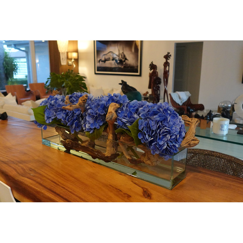 Hydrangeas and Driftwood in Vase