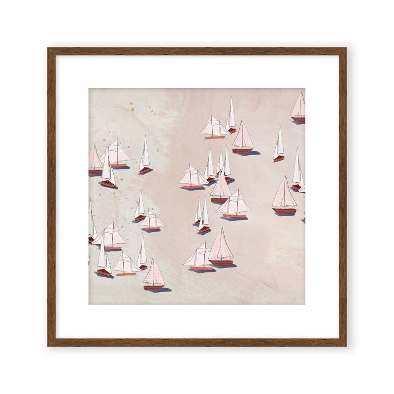Coastal Retreat Modern Ensemble: Sailboat Odyssey, 24" H x 24" W, Framed Canvas, White