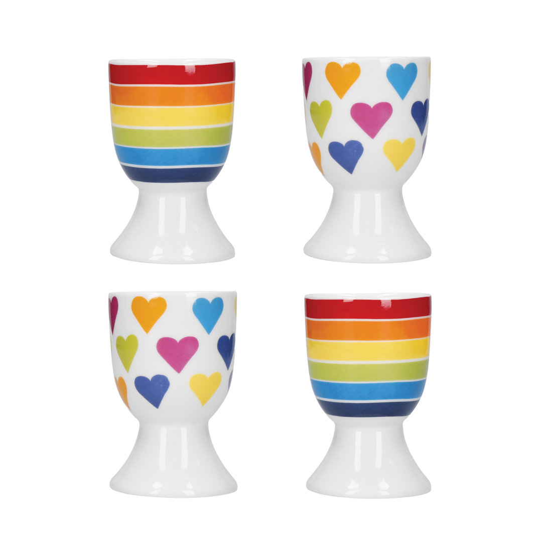 Rackhams 4-Piece Novelty Ceramic Egg Cup Set - Multicolour - Porcelain - Egg Cup - Image 3