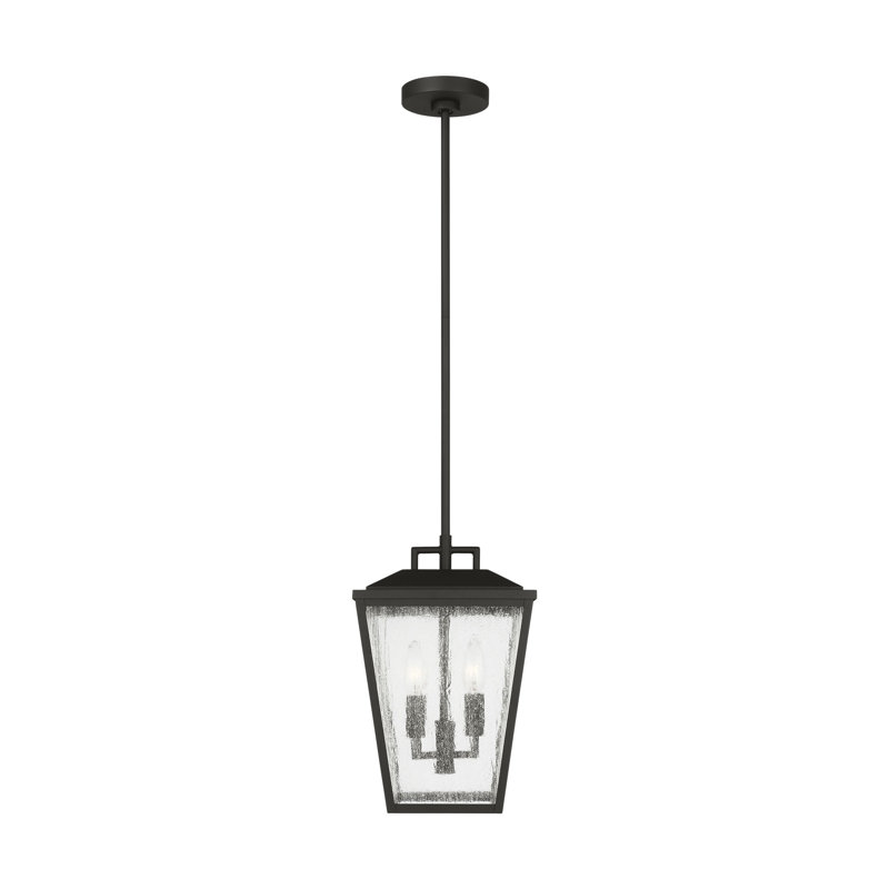 Kennewick 2 Light Outdoor Fixture With Clear Seeded Shade, Textured Black