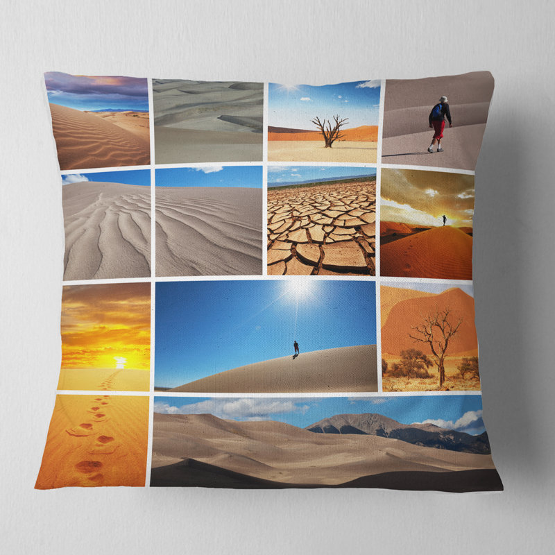 Randonnée pédestre dans le désert - oreiller imprimé paysage, 16 po x 1 po, Coussin décoratif