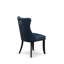 L'ensemble de table de salle à manger 5 pièces comprend une table ronde de 48 po avec piédestal et 4 chaises rembourrées en similicuir bleu marine, noir sablé-2126418879-2126418869