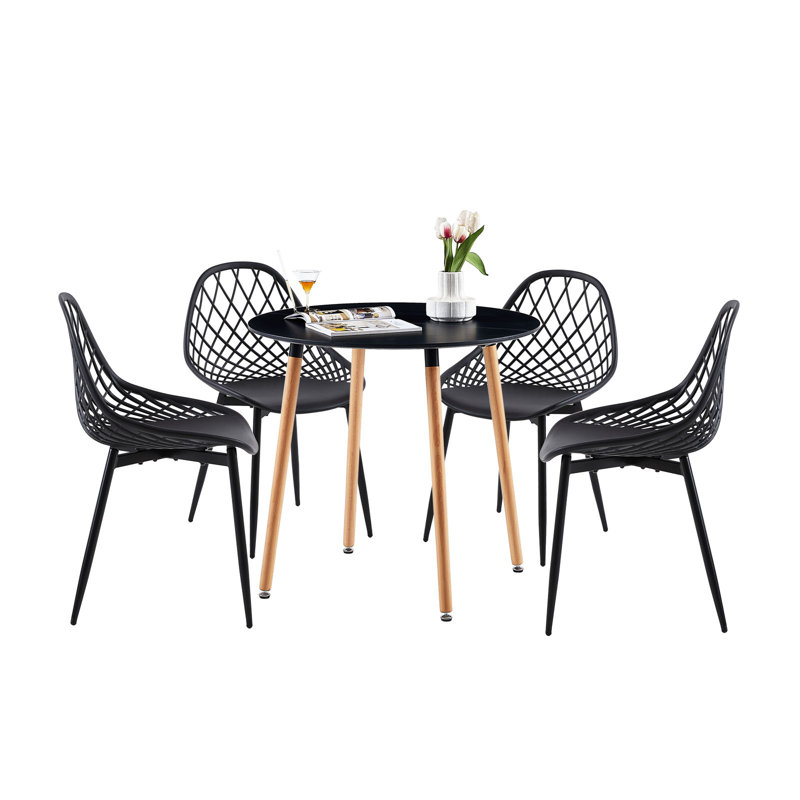 Emila 4 - Person Dining Set, Black, Black