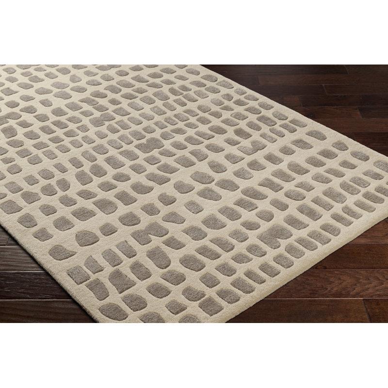 Tapis rectangulaire en laine / viscose touffeté à la main à motif abstrait Bickart, Rectangle 2 pi x 3 pi