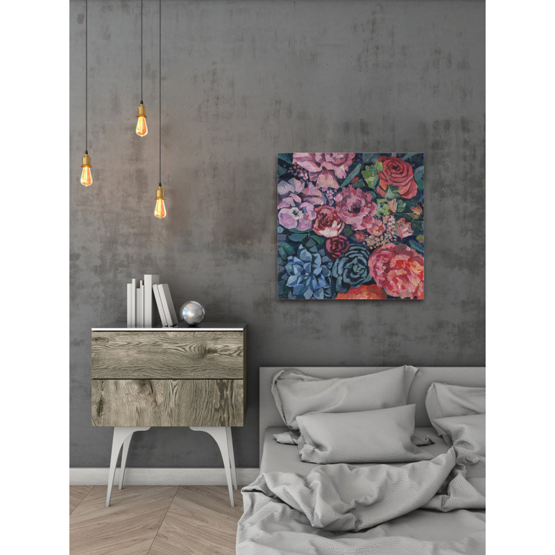 « vibrant floral », reproduction sur toile tendue, 40 po x 40 po