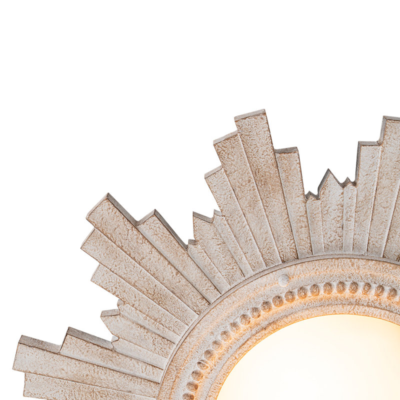 Plafonnier encastré 2 lumières avec abat-jour en résine Sunburst, Blanc