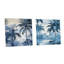 Palmiers bleus rétro - ensemble de 2 verres muraux en acrylique-103920255