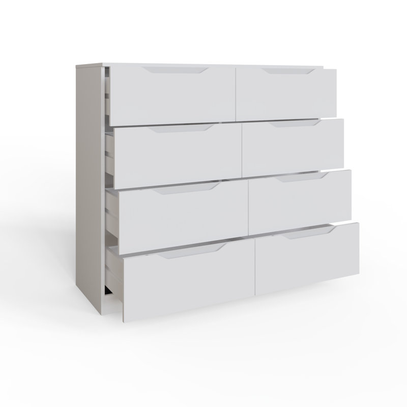 110cm W 8 - Drawer Chest of Drawers, White