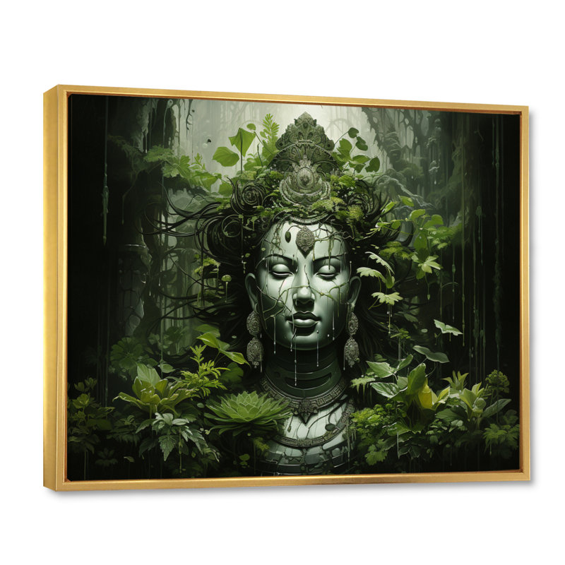 «Buddhism Sacred Mantra II», reproduction d'art sur toile, H 16 po x l 32 po x P 1 po, Cadre flottant doré