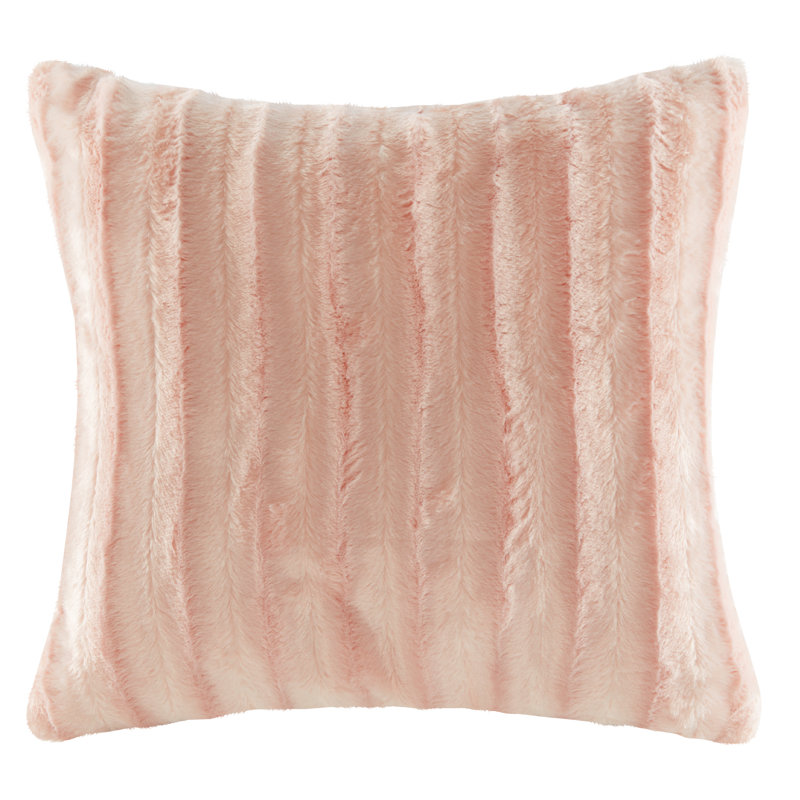 Duke Faux Fur Square Pillow, Blush