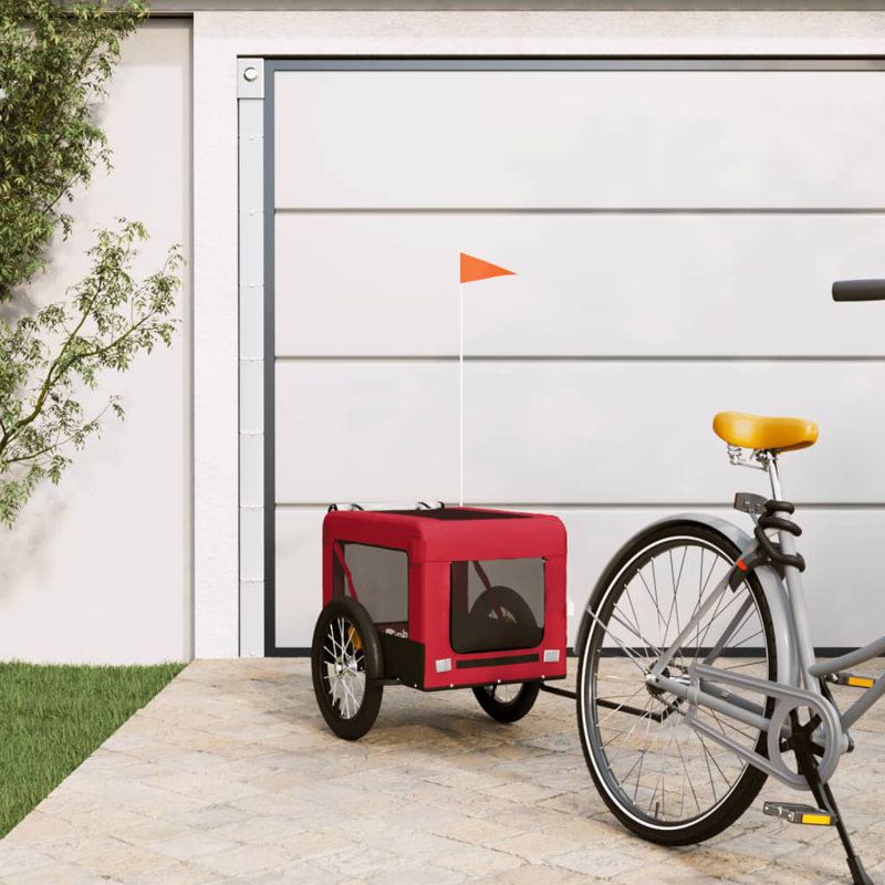 Pet Bike Trailer Oxford Fabric and Iron, 54.5 x 120 x 53 cm, red