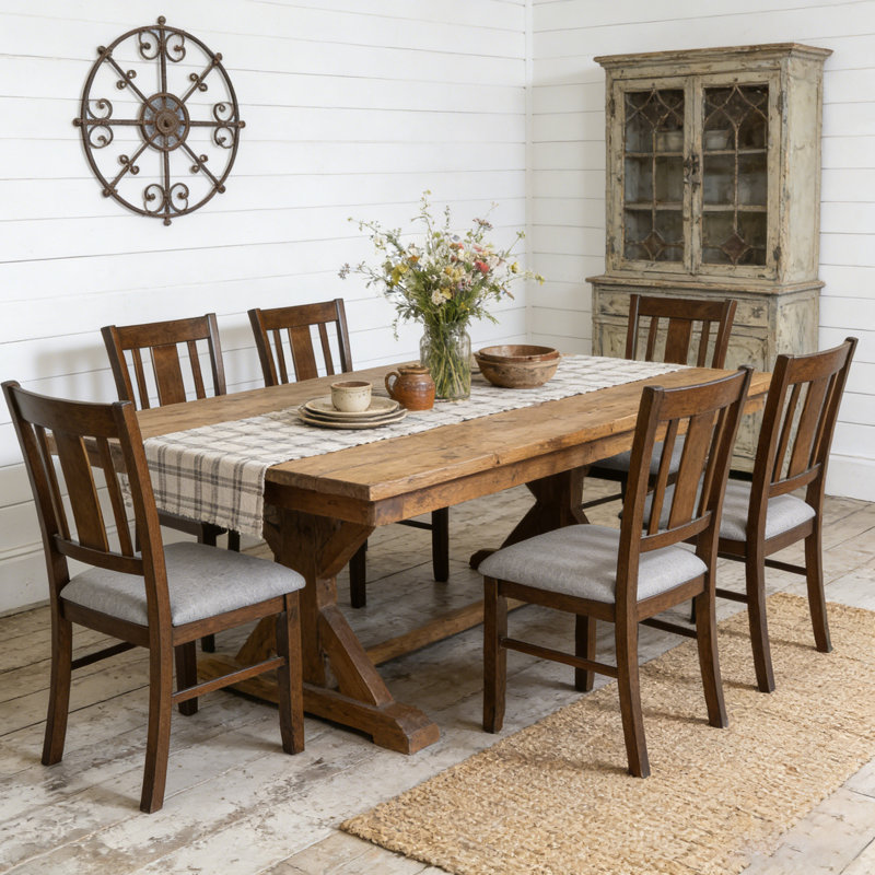 Ensemble de 8 chaises de salle à manger confortables, chaises de cuisine en bois massif avec siège en lin rembourré et dossier incurvé, chaises d'appoint rembourrées, capacité de 330 lb pour le salon, la maison de campagne, la décoration moderne