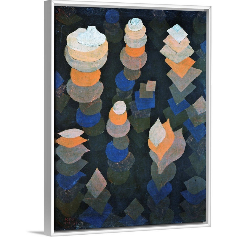 Reproduction d’art sur toile, "croissance des plantes de la nuit" par Paul Klee, H 26 po x l 20 po x P 1,75 po, Cadre blanc