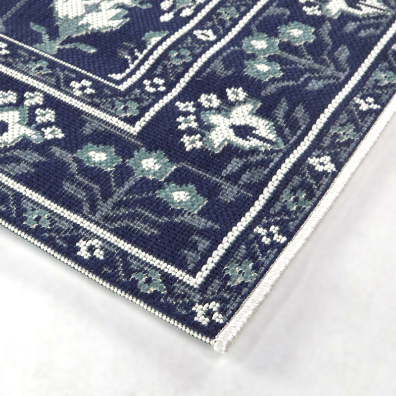Tapis intérieur / extérieur bleu foncé Granier, Rectangle 7 pi 10 po x 10 pi