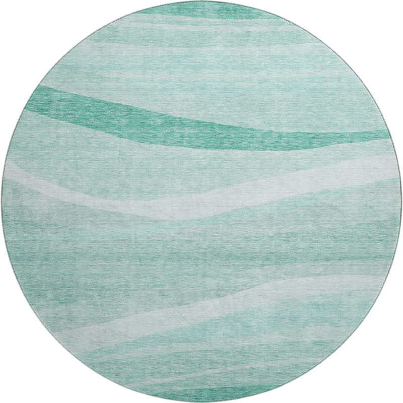 Premium Machine Washable Wayne AMF1099 Swirls Rug, Round 8'