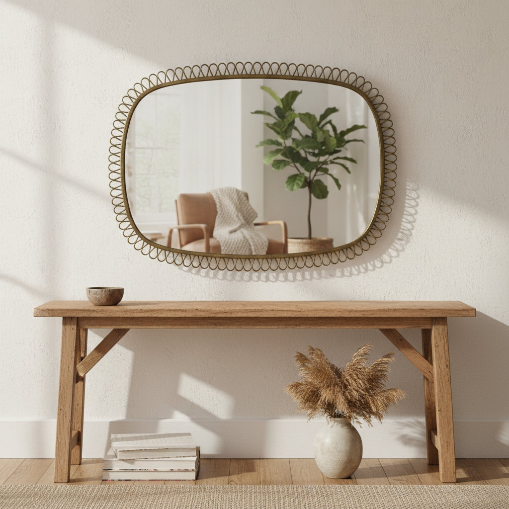 Squiggle Rectangle Mirror Bronze, Rectangle