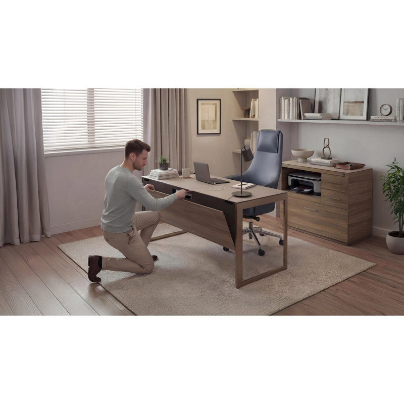 Sequel Studio Desk - 6601, Neo Walnut/Bronze