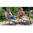 5 Piece Outdoor Wicker Boho Patio Conversation Set with Ottomans and Side Table