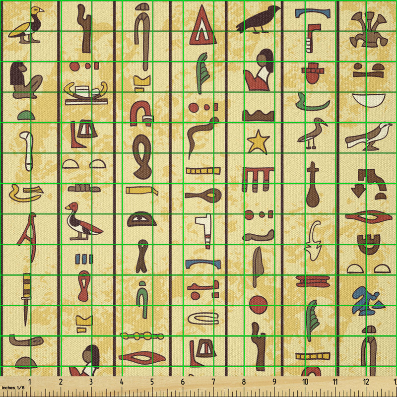 Devkali Hieroglyphics on Papyrus Old Paper Multi-Purpose Fabric