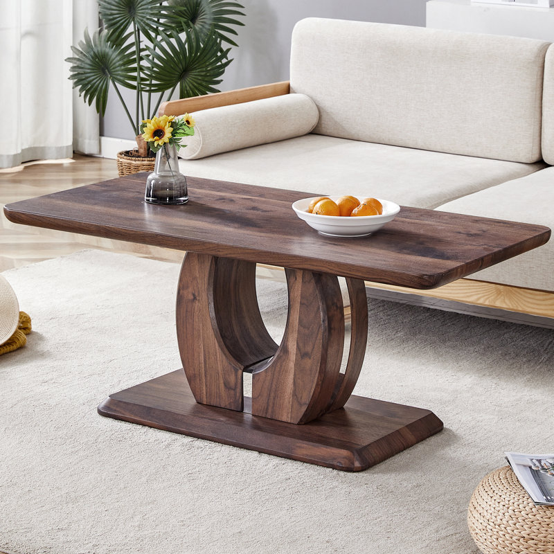 Table basse rectangulaire avec finition noyer - ajoute de l'élégance à l'autocollant grain de maison Facile à nettoyer et à entretenir