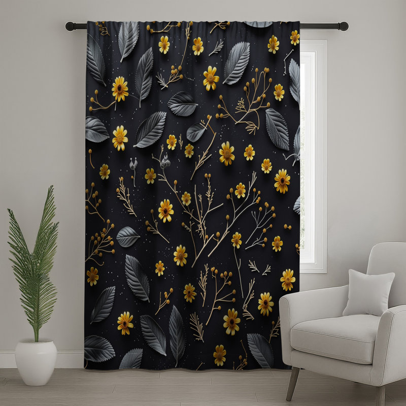 Rideaux à motif floral, voilages et voilages à motif floral - 1 panneau, 50 po x 92 po - 1 panneau, Transparent