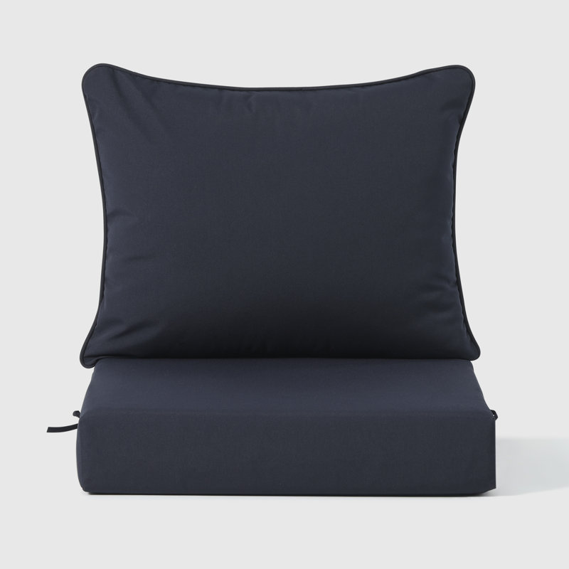 Deep Seating Right Arm Chair With Cushions, Navy Blue, Gray