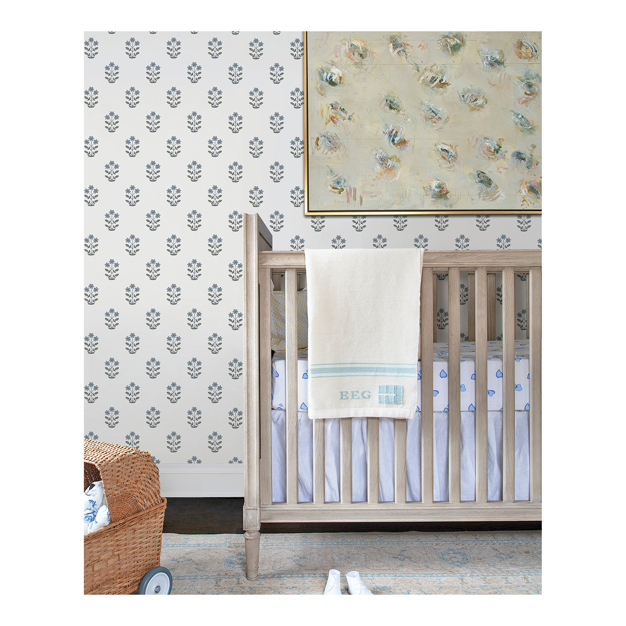 Floral Wallpaper, Blue Heather
