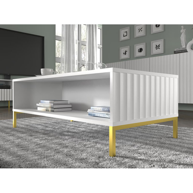 Merion Four Leg Coffee Table with Storage, White