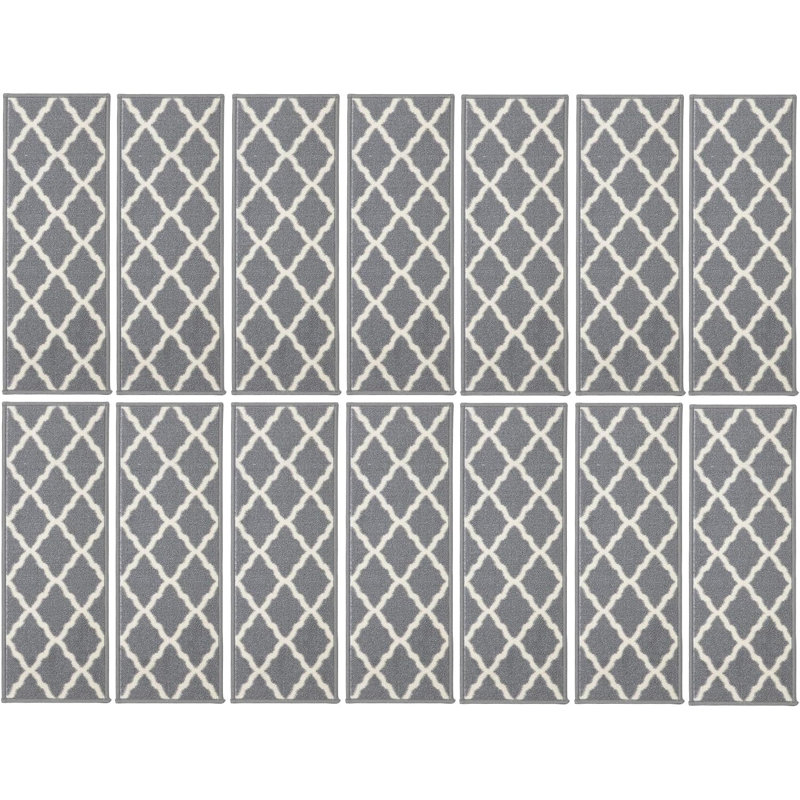 Tapis d'escalier marocain blanc / gris