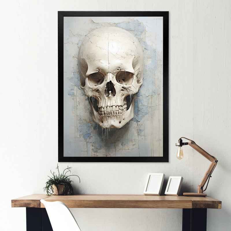 «Skull Elegance Portrait», reproduction sur toile, H 32 po x l 16 po x P 1 po, Cadre simple noir