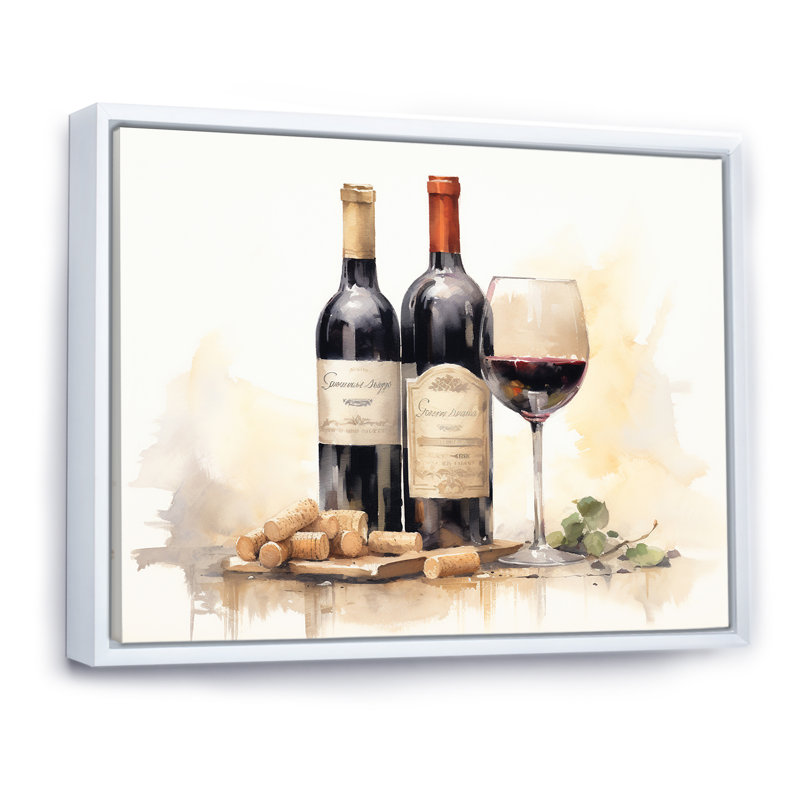 Nebbiolo Nuance I - Wine Wall Art Living Room, Cadre flottant blanc, H 34 po x l 44 po