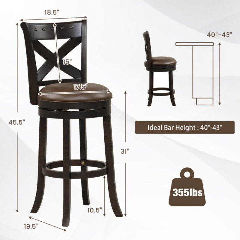 Tabouret de bar pivotant 31 po Brunetto, Bar Stool (31" Seat Height)