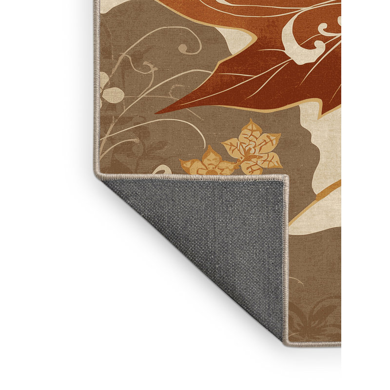 Tapis floral moelleux et moelleux à feuilles d'érable classique Temaraia, 2 pi x 3 pi