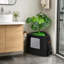 Armoire à litière cachée en acier inoxydable pour chat avec dessus de plante artificielle, mobilier triangulaire peu encombrant pour salon, chambre à coucher et petits espaces-133211289