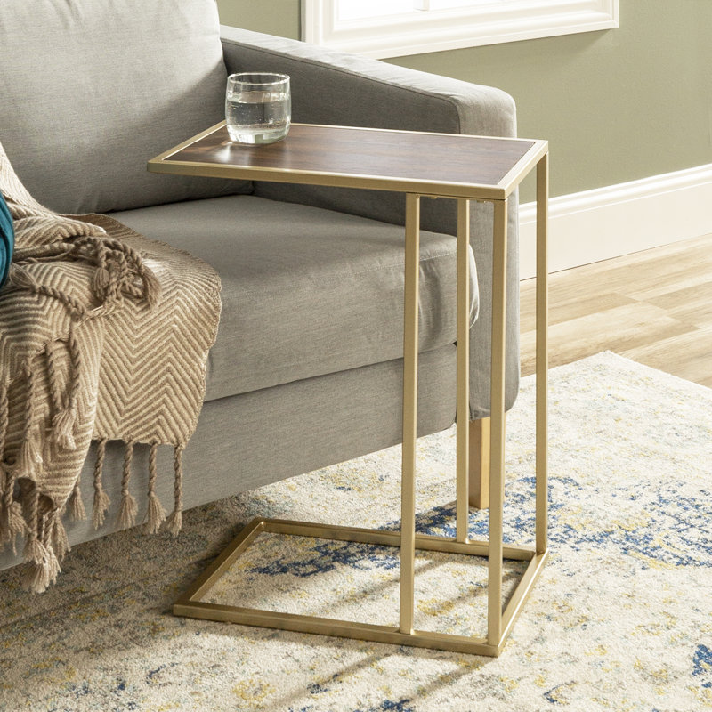 Alberta C Table End Table, Dark Walnut/Gold