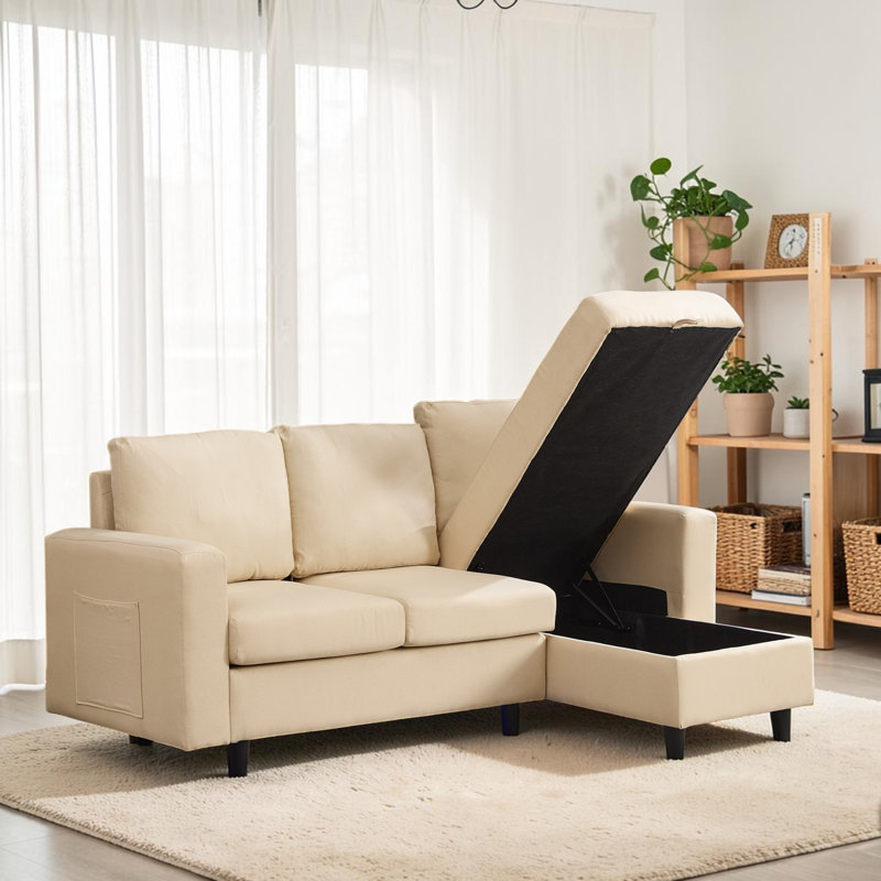 Celis 3 Seater Sofa & Chaise, Beige Linen