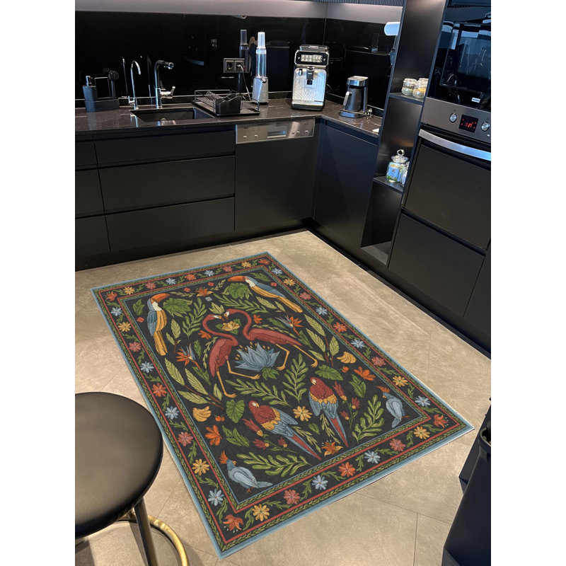 Tapis tissé à motif de perroquet Tropical, Rectangle 4 pi 11,06 po x 7 pi 6,55 po