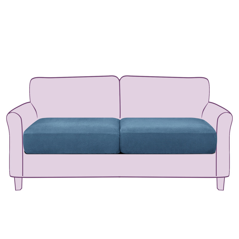Housse pour causeuse à coussins carrés texturés, Mélange de polyester bleu denim