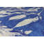 Tapis bleu / blanc en polyester tissé à la machine Hitomi-1031071480