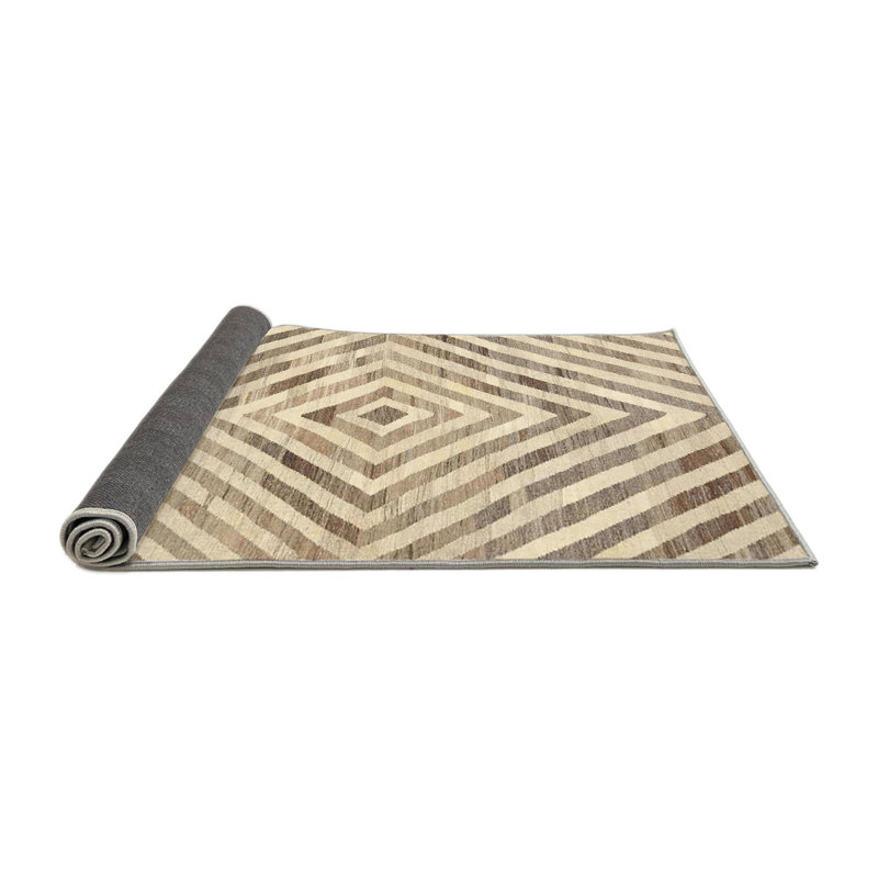Tapis contemporain beige / brun, Rond 6 pi x 6 pi