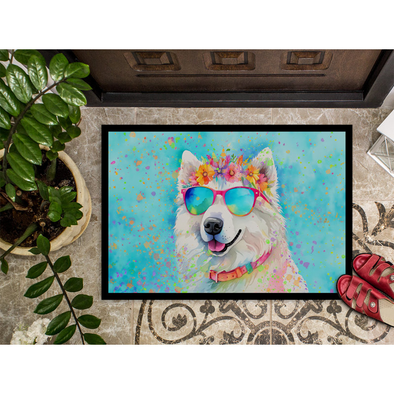 Tapis intérieur ou extérieur Samoyed Hippie Dawg 24 x 36