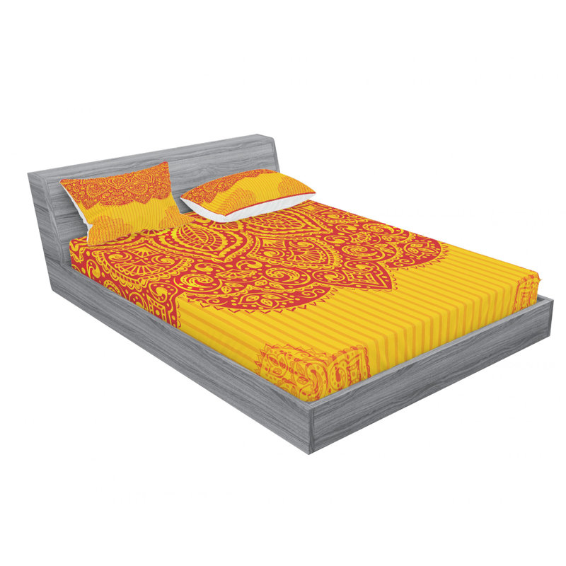Ensemble de draps décoratifs en damassé grunge, Ensemble de draps pour lit double avec un drap-hou