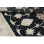 Tapis floral en laine noué à la main 5,7 x 8 pi avec fond noir et bordure beige