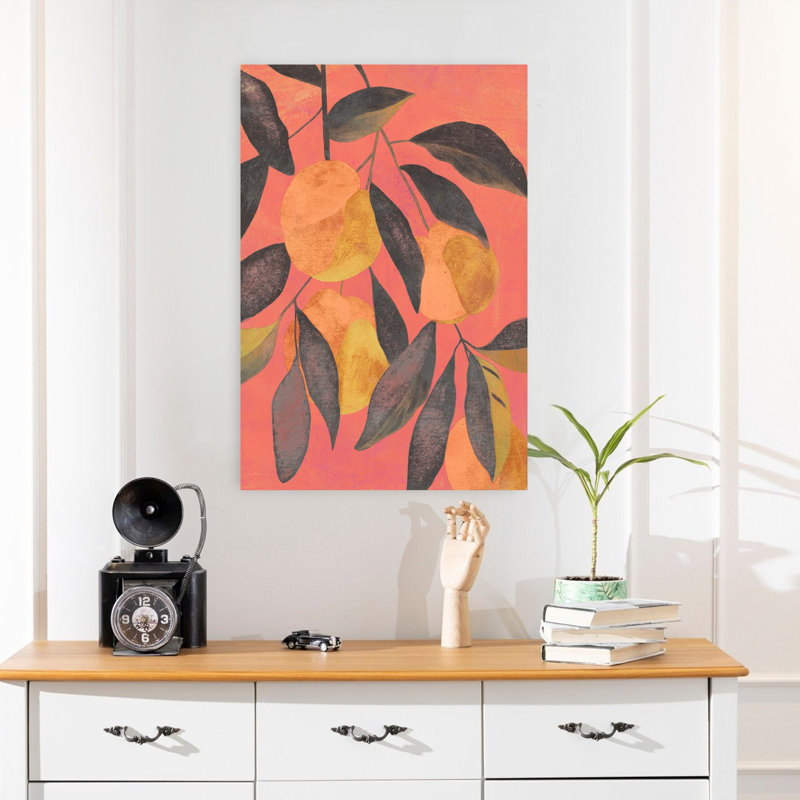 Art contemporain, art abstrait audacieux, fruit naturel, H 24 po x l 16 po