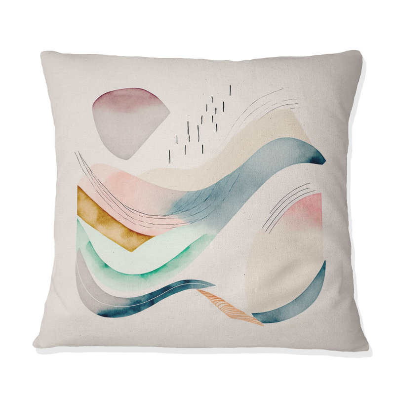Coussin multicolore Pastel Waves - Abstract Minimalisme
