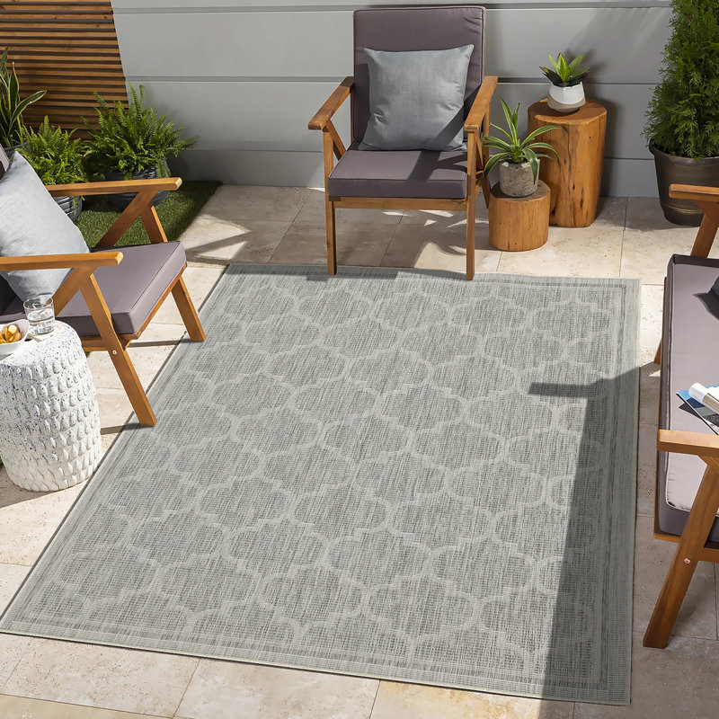 Sunshine Silver  Indoor/Outdoor Area Rug, Rectangle 7'10" x 10'3"