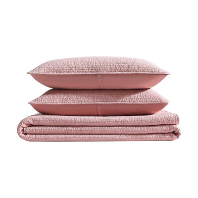 Nautica Seashore Stitch Cotton Reversible Pink Quilt Set