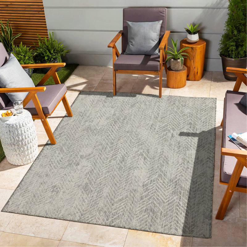 Silver Indoor/Outdoor Area Rug, Rectangle 7'10" x 10'3"
